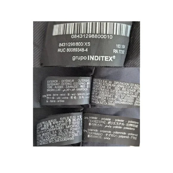 Zara Wool Blend Black Coat XS Tailored Longline Minimal Classic Jacket - Picture 6 of 7